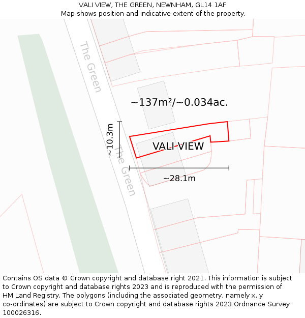 VALI VIEW, THE GREEN, NEWNHAM, GL14 1AF: Plot and title map