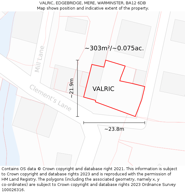 VALRIC, EDGEBRIDGE, MERE, WARMINSTER, BA12 6DB: Plot and title map