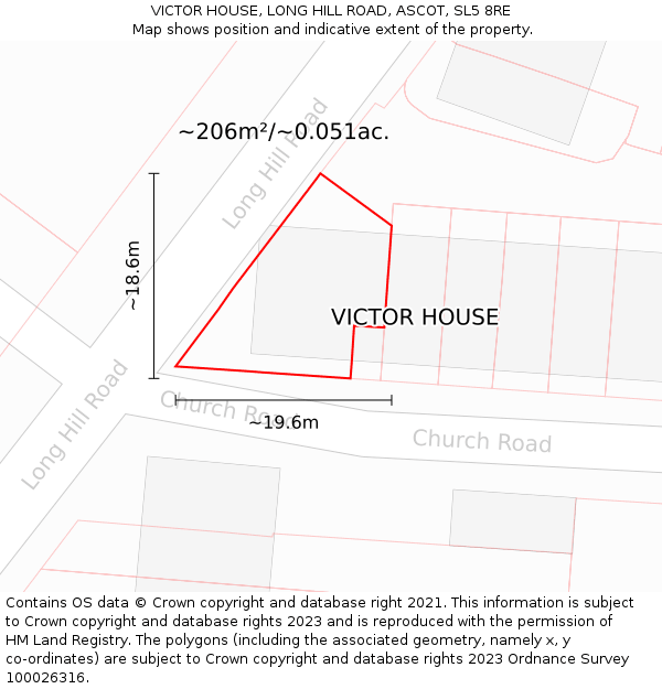 VICTOR HOUSE, LONG HILL ROAD, ASCOT, SL5 8RE: Plot and title map