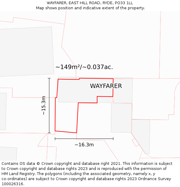 WAYFARER, EAST HILL ROAD, RYDE, PO33 1LL: Plot and title map