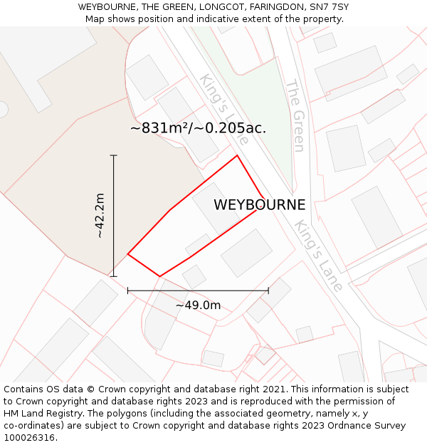 WEYBOURNE, THE GREEN, LONGCOT, FARINGDON, SN7 7SY: Plot and title map