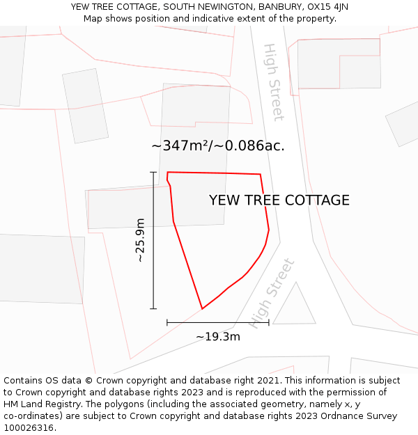 YEW TREE COTTAGE, SOUTH NEWINGTON, BANBURY, OX15 4JN: Plot and title map