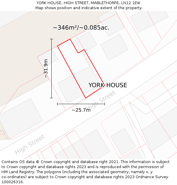 YORK HOUSE, HIGH STREET, MABLETHORPE, LN12 1EW: Plot and title map