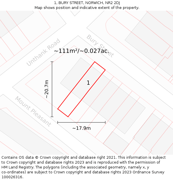 1, BURY STREET, NORWICH, NR2 2DJ: Plot and title map