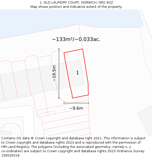 1, OLD LAUNDRY COURT, NORWICH, NR2 4GZ: Plot and title map