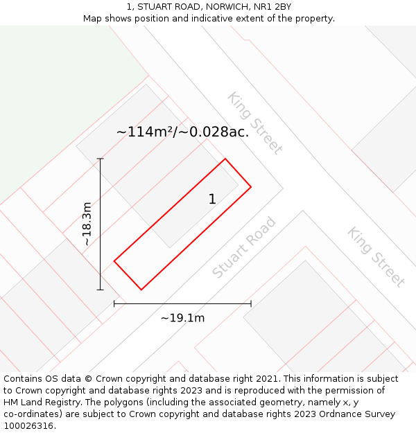 1, STUART ROAD, NORWICH, NR1 2BY: Plot and title map