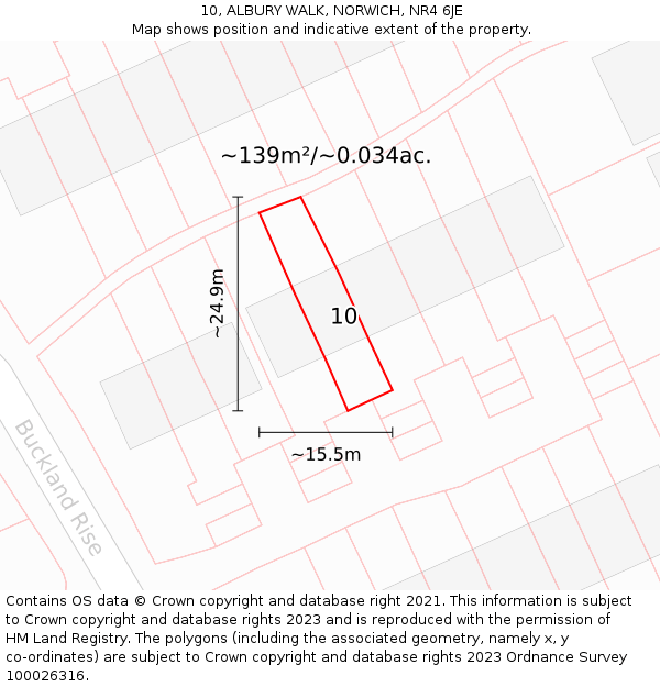 10, ALBURY WALK, NORWICH, NR4 6JE: Plot and title map