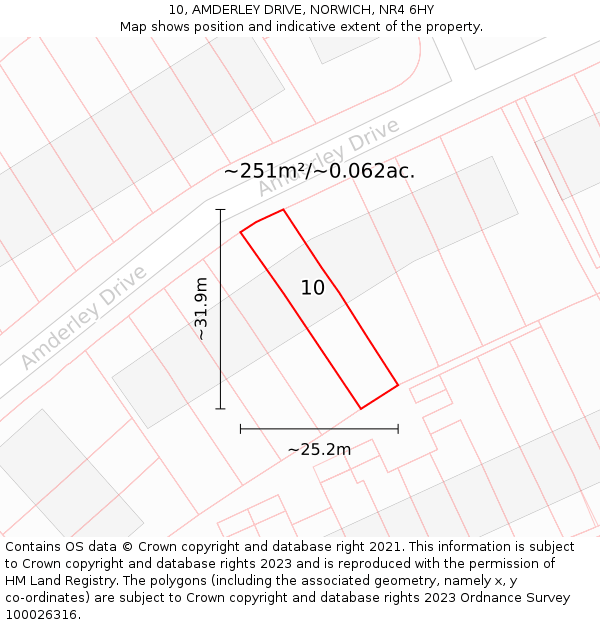 10, AMDERLEY DRIVE, NORWICH, NR4 6HY: Plot and title map