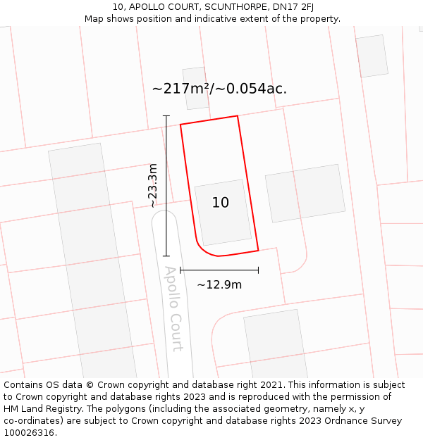 10, APOLLO COURT, SCUNTHORPE, DN17 2FJ: Plot and title map