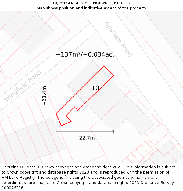 10, AYLSHAM ROAD, NORWICH, NR3 3HQ: Plot and title map