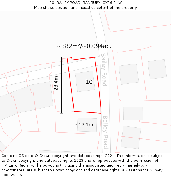 10, BAILEY ROAD, BANBURY, OX16 1HW: Plot and title map
