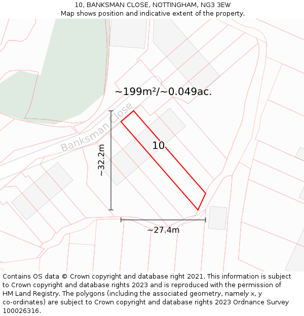 10, BANKSMAN CLOSE, NOTTINGHAM, NG3 3EW: Plot and title map