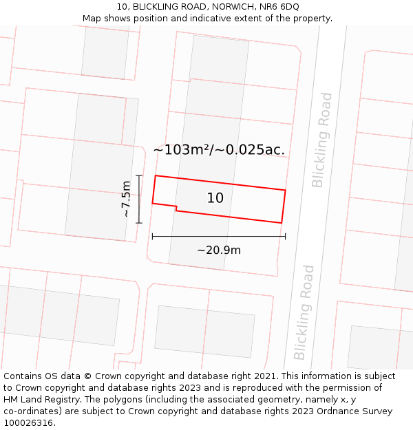 10, BLICKLING ROAD, NORWICH, NR6 6DQ: Plot and title map