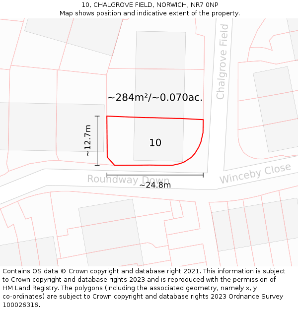 10, CHALGROVE FIELD, NORWICH, NR7 0NP: Plot and title map