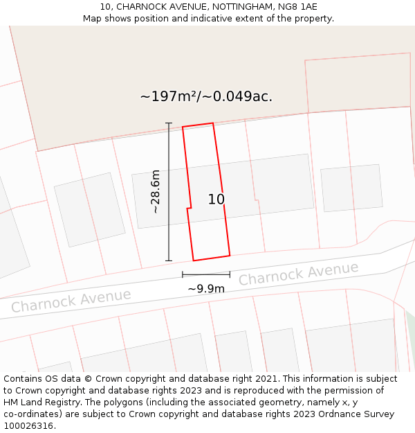 10, CHARNOCK AVENUE, NOTTINGHAM, NG8 1AE: Plot and title map