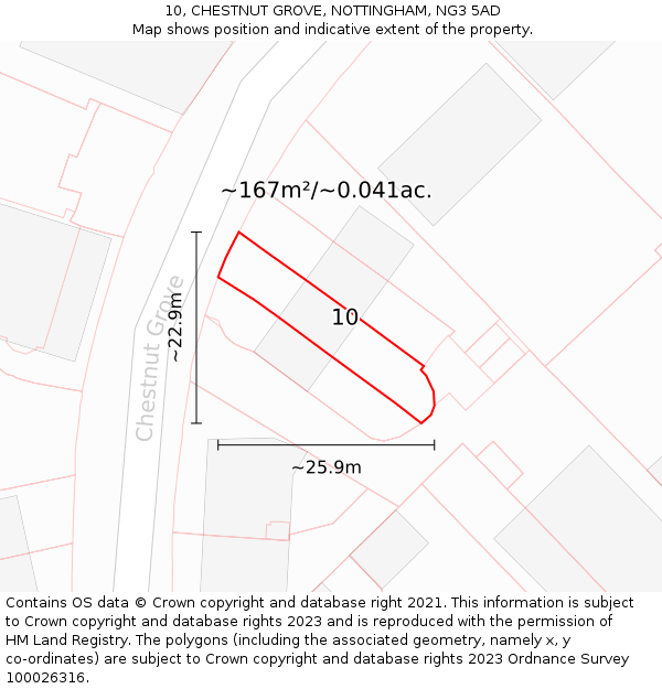10, CHESTNUT GROVE, NOTTINGHAM, NG3 5AD: Plot and title map