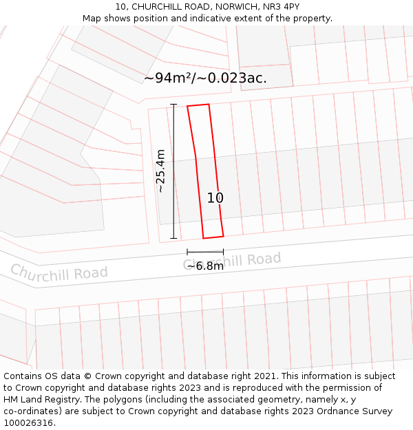 10, CHURCHILL ROAD, NORWICH, NR3 4PY: Plot and title map