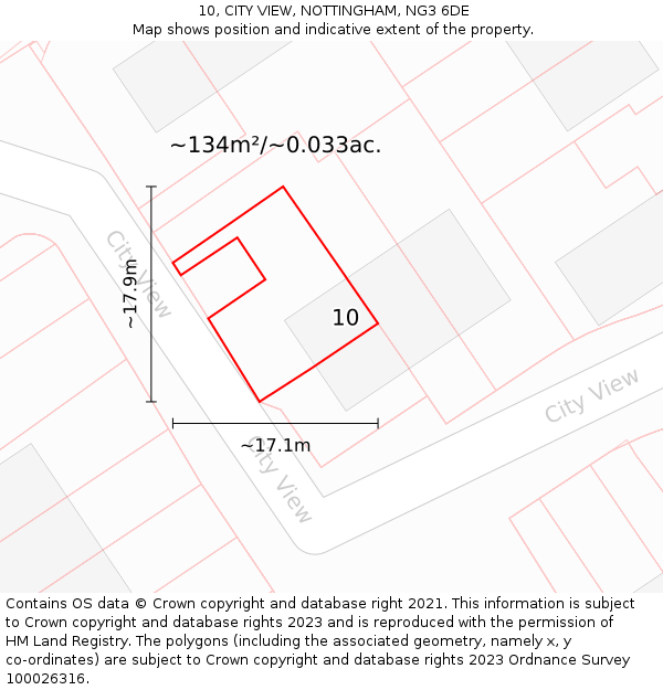 10, CITY VIEW, NOTTINGHAM, NG3 6DE: Plot and title map