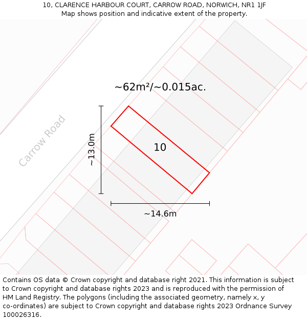 10, CLARENCE HARBOUR COURT, CARROW ROAD, NORWICH, NR1 1JF: Plot and title map