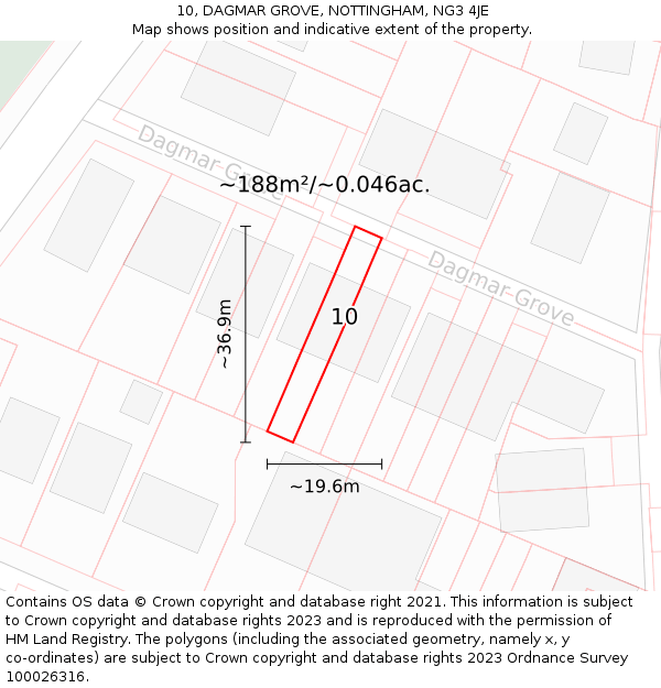 10, DAGMAR GROVE, NOTTINGHAM, NG3 4JE: Plot and title map