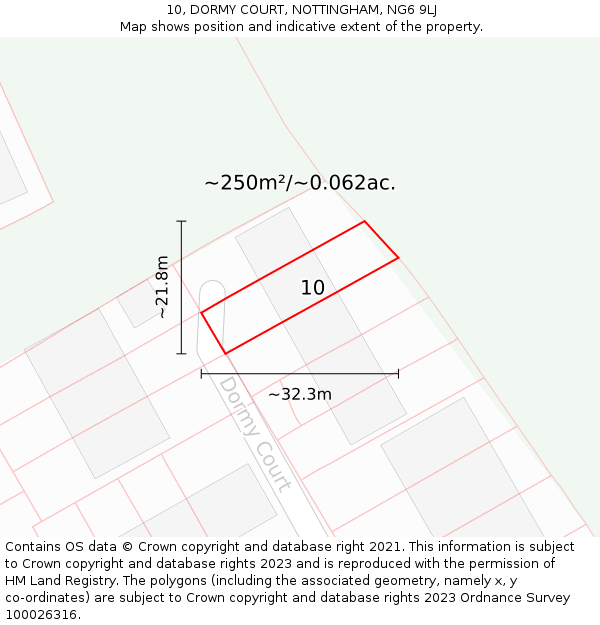 10, DORMY COURT, NOTTINGHAM, NG6 9LJ: Plot and title map