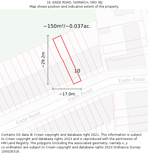10, EADE ROAD, NORWICH, NR3 3EJ: Plot and title map