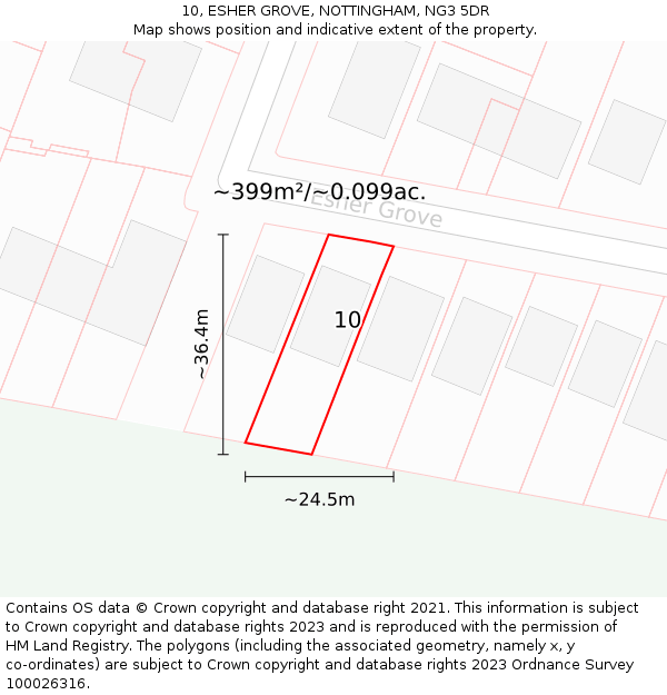10, ESHER GROVE, NOTTINGHAM, NG3 5DR: Plot and title map