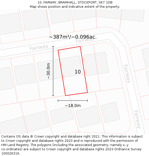 10, FAIRWAY, BRAMHALL, STOCKPORT, SK7 1DB: Plot and title map
