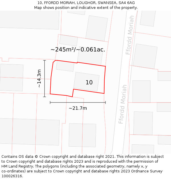 10, FFORDD MORIAH, LOUGHOR, SWANSEA, SA4 6AG: Plot and title map