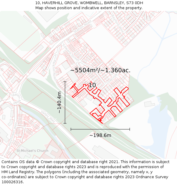 10, HAVERHILL GROVE, WOMBWELL, BARNSLEY, S73 0DH: Plot and title map