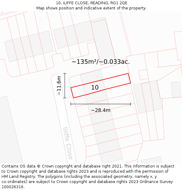 10, ILIFFE CLOSE, READING, RG1 2QE: Plot and title map