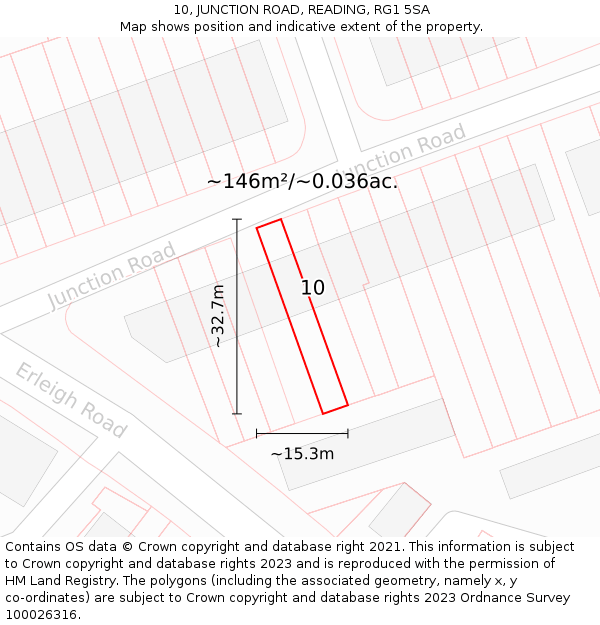 10, JUNCTION ROAD, READING, RG1 5SA: Plot and title map