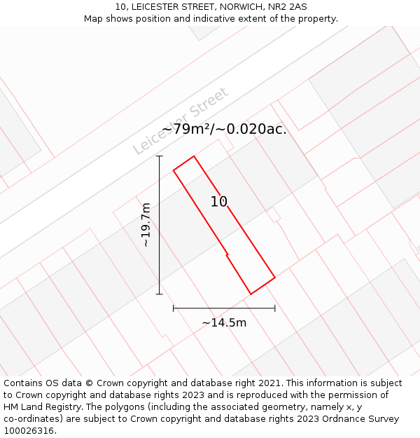 10, LEICESTER STREET, NORWICH, NR2 2AS: Plot and title map