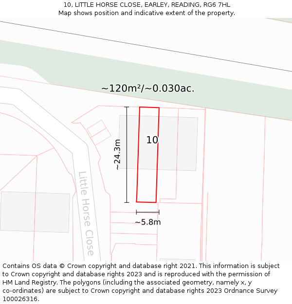 10, LITTLE HORSE CLOSE, EARLEY, READING, RG6 7HL: Plot and title map
