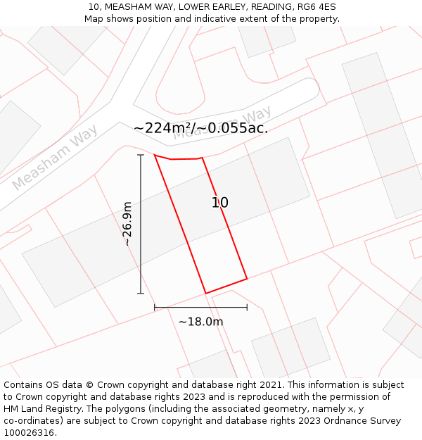 10, MEASHAM WAY, LOWER EARLEY, READING, RG6 4ES: Plot and title map