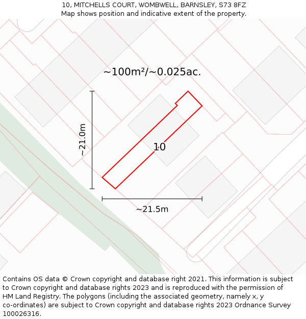 10, MITCHELLS COURT, WOMBWELL, BARNSLEY, S73 8FZ: Plot and title map