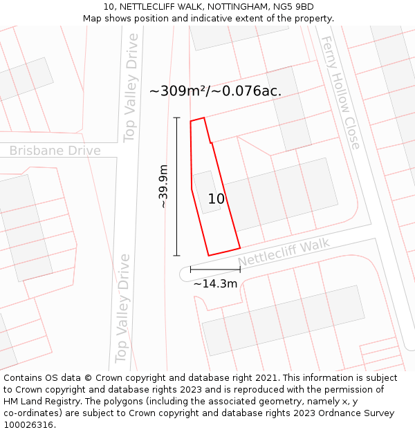 10, NETTLECLIFF WALK, NOTTINGHAM, NG5 9BD: Plot and title map
