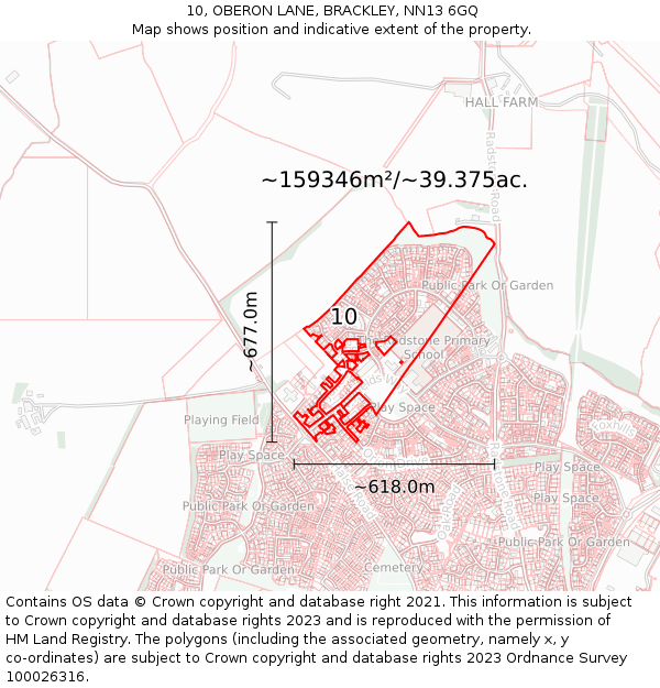 10, OBERON LANE, BRACKLEY, NN13 6GQ: Plot and title map