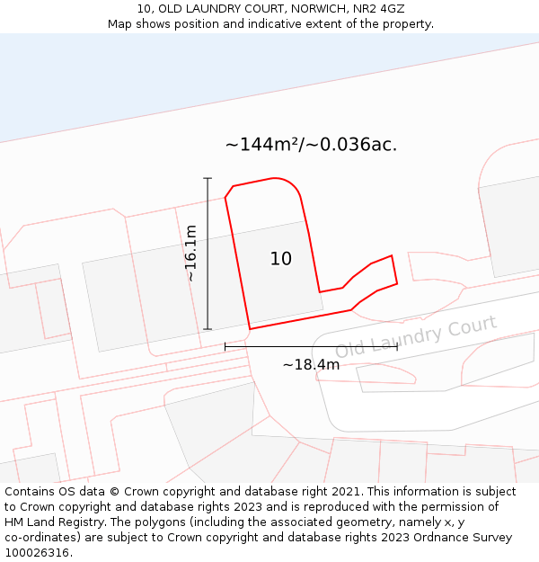 10, OLD LAUNDRY COURT, NORWICH, NR2 4GZ: Plot and title map