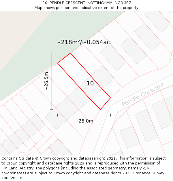 10, PENDLE CRESCENT, NOTTINGHAM, NG3 3EZ: Plot and title map