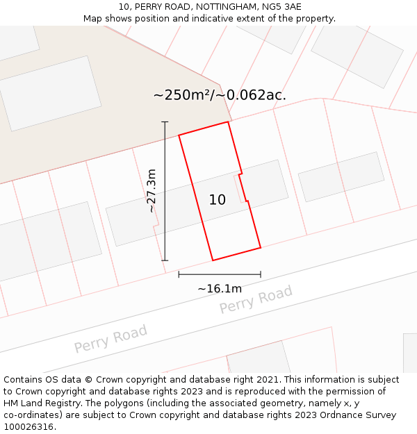 10, PERRY ROAD, NOTTINGHAM, NG5 3AE: Plot and title map