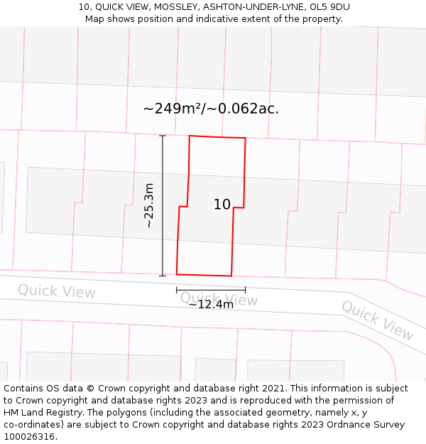10, QUICK VIEW, MOSSLEY, ASHTON-UNDER-LYNE, OL5 9DU: Plot and title map