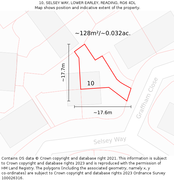 10, SELSEY WAY, LOWER EARLEY, READING, RG6 4DL: Plot and title map