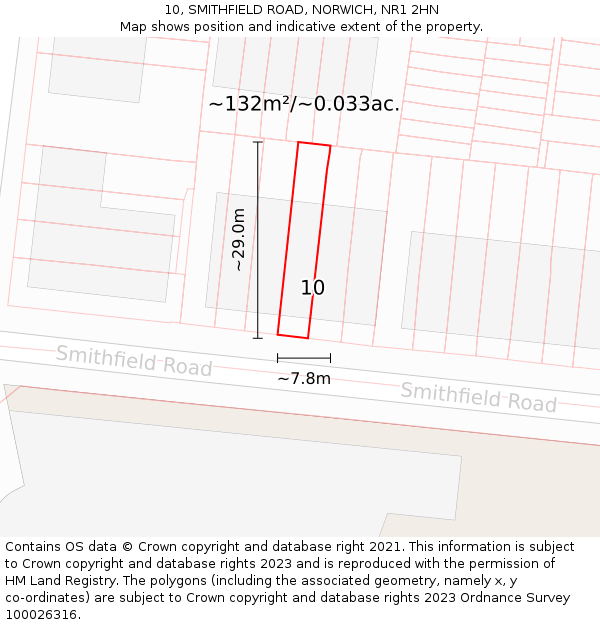 10, SMITHFIELD ROAD, NORWICH, NR1 2HN: Plot and title map