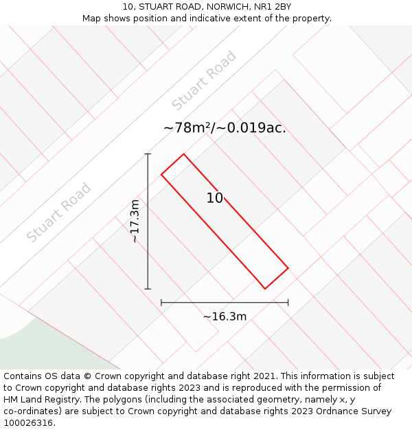10, STUART ROAD, NORWICH, NR1 2BY: Plot and title map