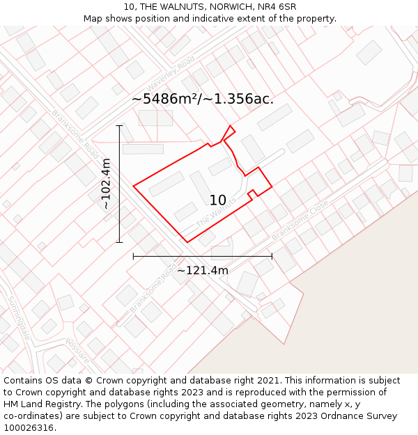 10, THE WALNUTS, NORWICH, NR4 6SR: Plot and title map