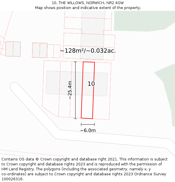 10, THE WILLOWS, NORWICH, NR2 4GW: Plot and title map