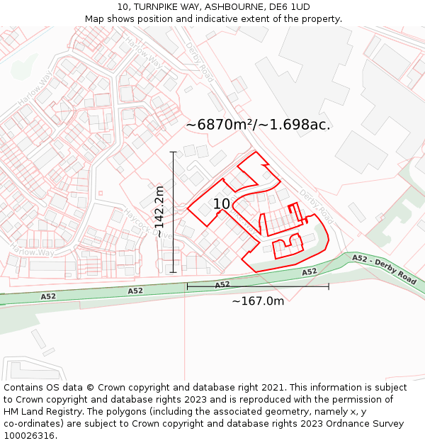 10, TURNPIKE WAY, ASHBOURNE, DE6 1UD: Plot and title map
