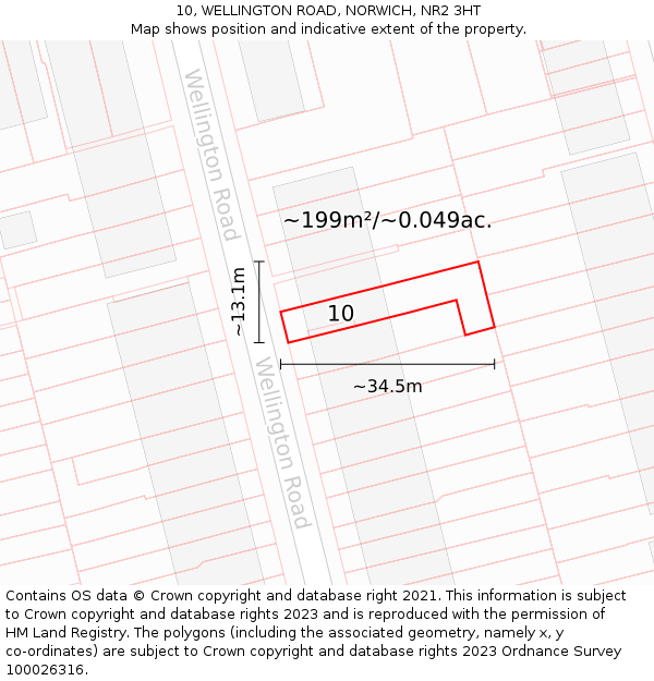 10, WELLINGTON ROAD, NORWICH, NR2 3HT: Plot and title map