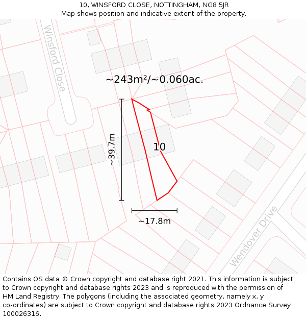 10, WINSFORD CLOSE, NOTTINGHAM, NG8 5JR: Plot and title map